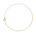 Half-Freshwater Pearl and Gold Paperclip Link Necklace