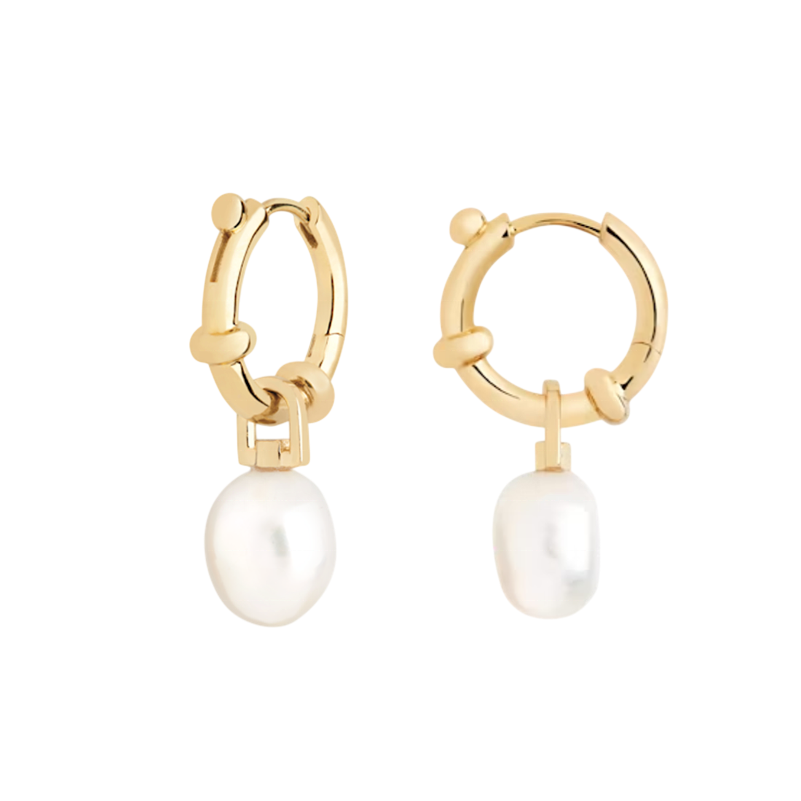 Baroque Pearl Drop Huggie Hoop Earrings
