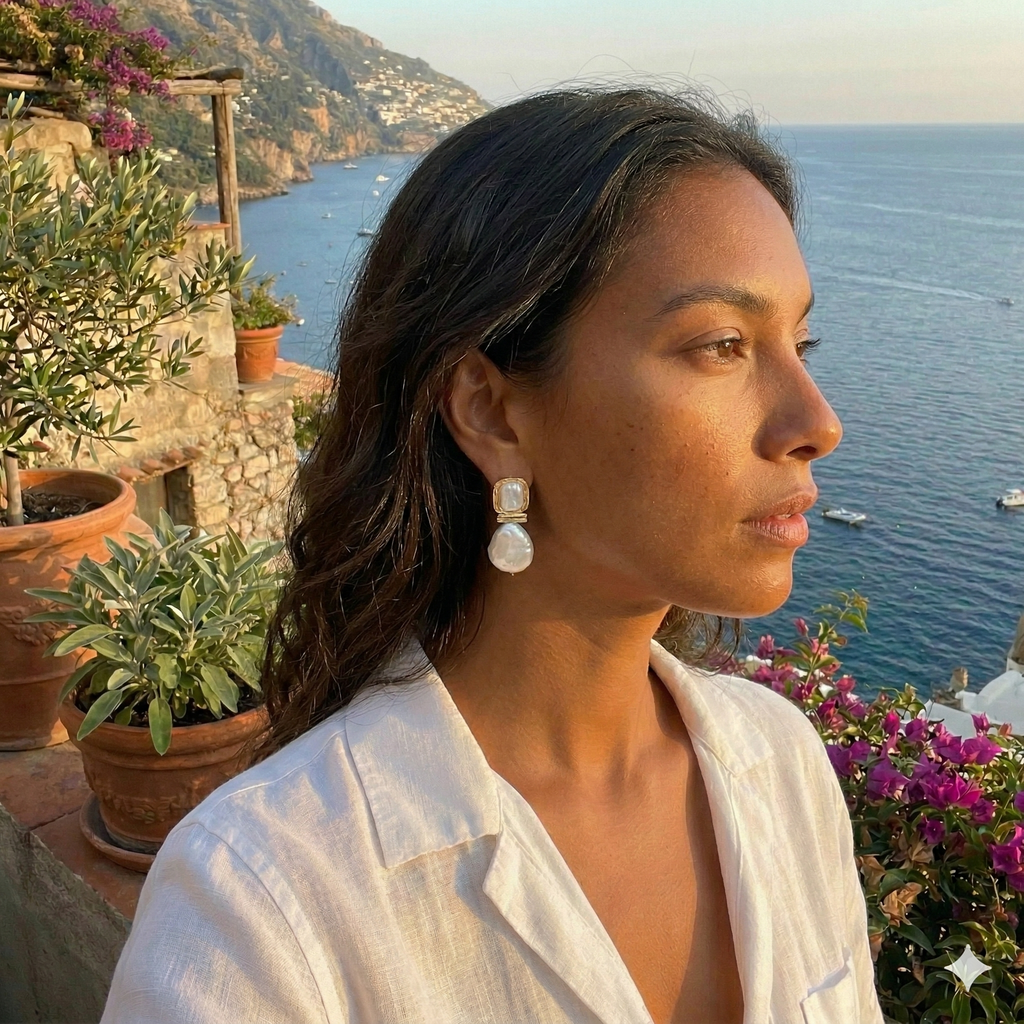 Baroque Pearl Tiered Drop Earrings