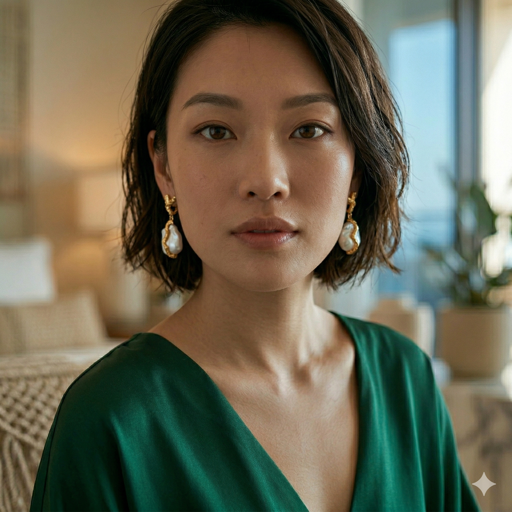 Gilded Coral Branch Earrings with Baroque Pearls