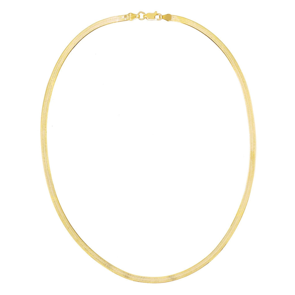Gold Herringbone Flat Snake Chain Necklace