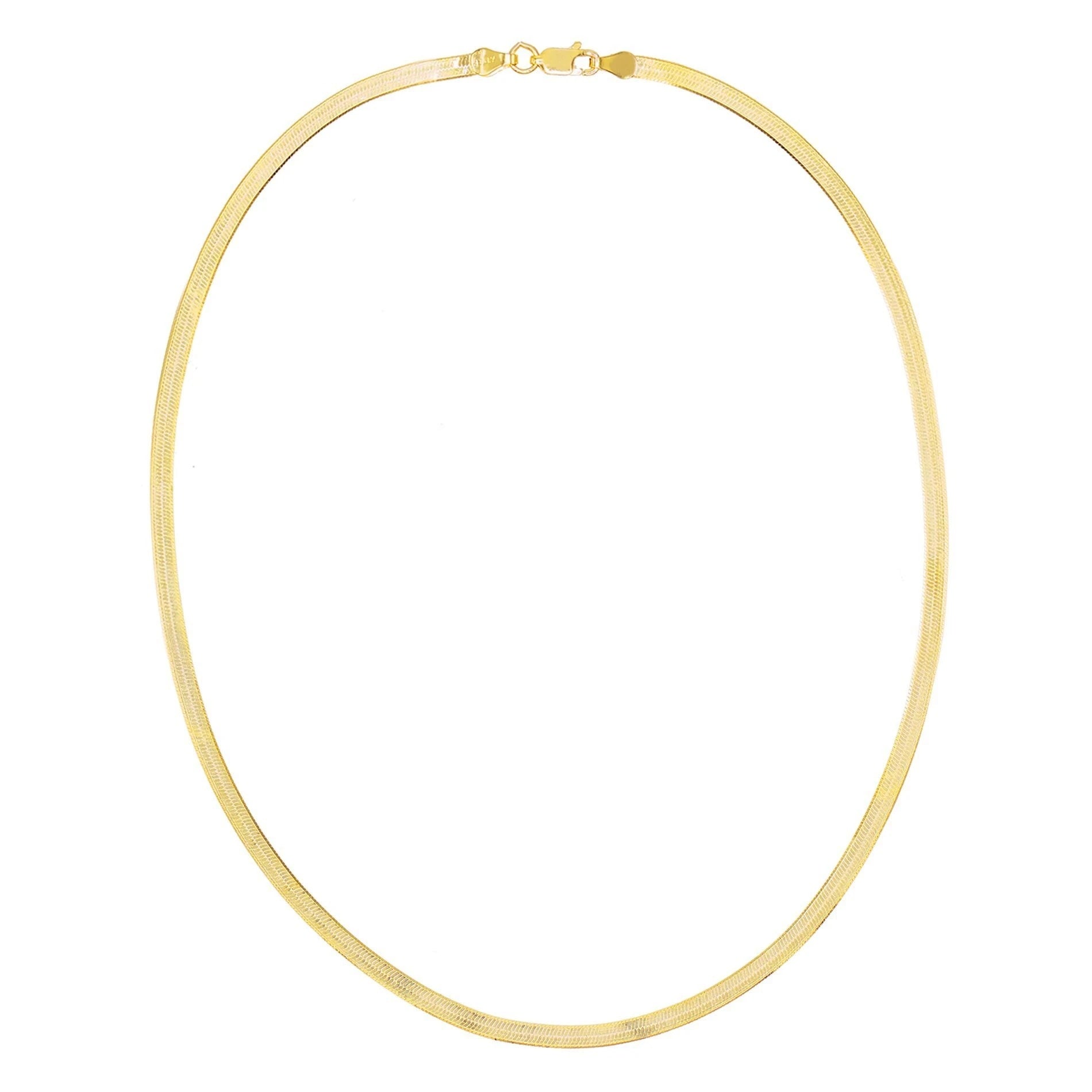 Gold Herringbone Flat Snake Chain Necklace