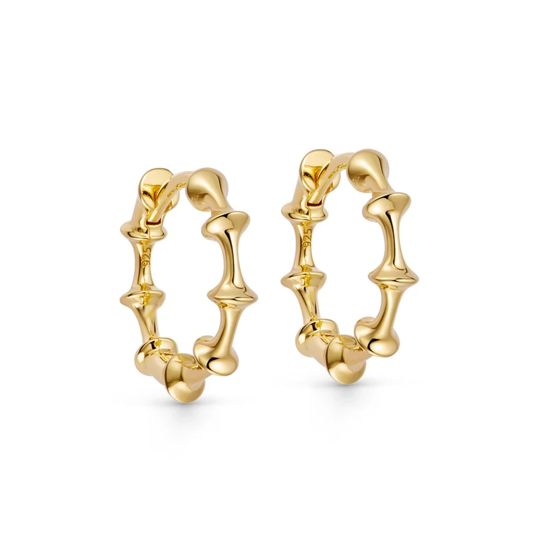 Sculptural Bamboo-Inspired Huggie Hoops