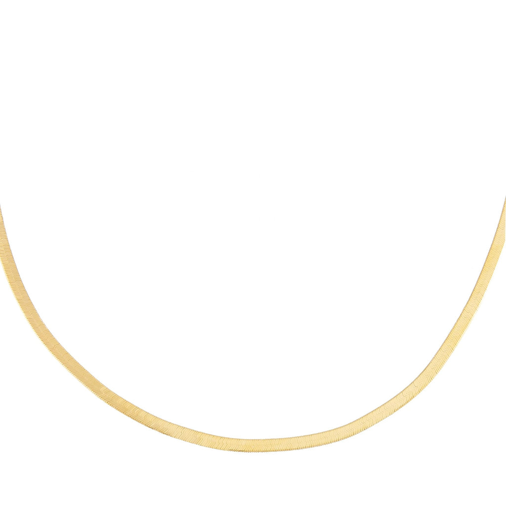 Gold Herringbone Flat Snake Chain Necklace
