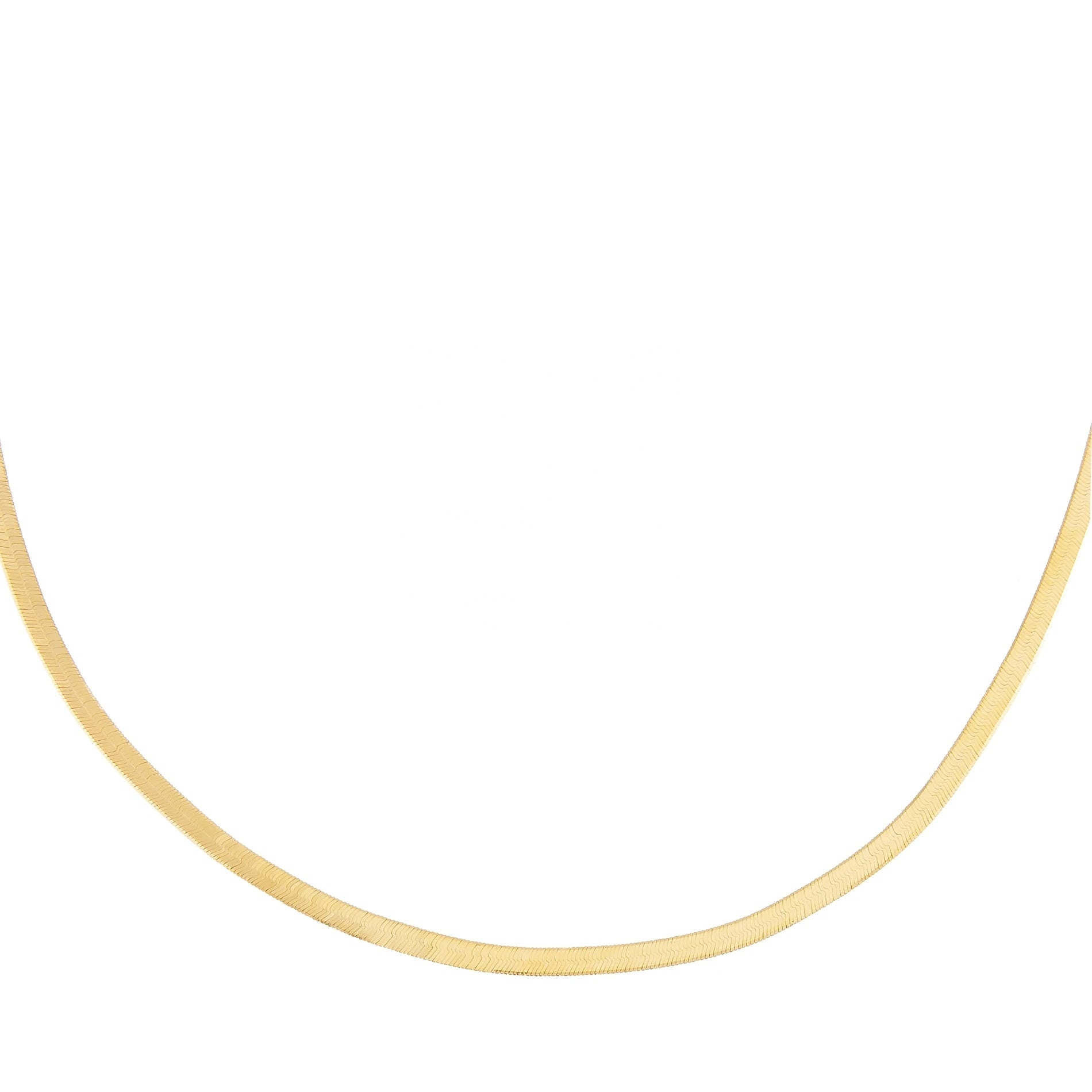 Gold Herringbone Flat Snake Chain Necklace
