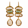 Tiered Gold Frame Earrings with Carved Mother of Pearl
